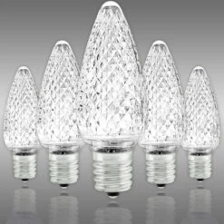 Pure White - LED C9 - Christmas Light Replacement Bulbs - Faceted Finish